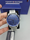 Tommy Hilfiger Chase Multifunction Blue Dial Silver Steel Strap Watch for Men - 1791575