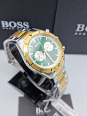 Hugo Boss Santiago Chronograph Green Dial Two Tone Steel Strap Watch for Men - 1513872