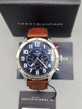 Tommy Hilfiger Trent Quartz Blue Dial Brown Leather Strap Watch for Men - 1791066