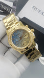 Guess Confetti Diamonds Gold Dial Gold Steel Strap Watch for Women - W0774L2