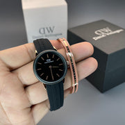 Daniel Wellington Iconic Motion Black Dial Rubber Strap Watch For Women - DW00100426