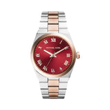 Michael Kors Channing Quartz Red Dial Two Tone Steel Strap Watch For Women - MK6114