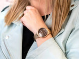 Fossil Neutra Chronograph Mother of Pearl Brown Dial Rose Gold Steel Strap Watch for Women - ES5218