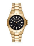 Michael Kors Everest Three-Hand Black Dial Gold Steel Strap Watch For Men - MK9078