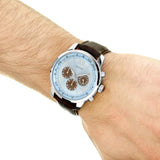 Guess Horizon Chronograph Analog Blue Dial Brown Leather Strap Watch For Men - W0380G6