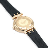 Emporio Armani Gianni T-Bar Mother of Pearl Dial Black Leather Strap Watch For Women - AR11295