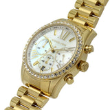 Michael Kors Lexington Mother of Pearl White Dial Gold Steel Strap Watch For Women - MK7241