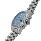 Michael Kors Lexington Chronograph Blue Dial Silver Steel Strap Watch For Women - MK7215