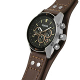 Fossil Coachman Chronograph Black Dial Brown Leather Strap Watch for Men - CH2891