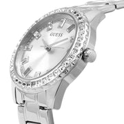 Guess Sparkler Diamonds Silver Dial Silver Steel Strap Watch for Women - GW0111L1