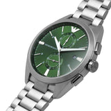 Emporio Armani Chronograph Green Dial Silver Steel Strap Watch For Men - AR11480