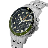 Fossil FB-03 Chronograph Green Dial Silver Steel Strap Watch for Men - FS5726