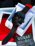 Guess Phoenix Multifunction Black Dial Black & Red Rubber Strap Watch for Men - GW0202G7