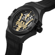 Maserati Potenza Automatic Black Dial Black Leather Strap Watch For Men - R8821108036