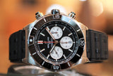 Breitling Super Chronomat B01 44 Black Dial Black Rubber Strap Watch for Men - AB0136251B1S1