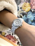 Chanel J12 Diamonds Quartz Mother of Pearl White Dial White Steel Strap Watch for Women - J12 H2570