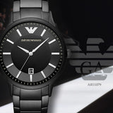 Emporio Armani Renato Quartz Black Dial Black Steel Strap Watch For Men - AR11079