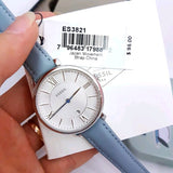 Fossil Jacqueline White Dial Light Blue Leather Strap Watch for Women - ES3821