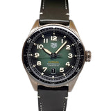 Jam Tangan Pria Tag Heuer Autavia Calibre 5 Automatic Olive Green Dial Green Leather Strap - WBE5190.FC8268