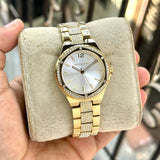 Michael Kors Lenox Three Hand Silver Dial Gold Steel Strap Watch For Women - MK7361