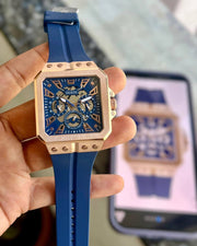 Guess Leo Chronograph Blue Dial Blue Silicone Strap Watch For Men - GW0637G3