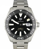 Tag Heuer Aquaracer Caliber 5 Black Dial Silver Steel Strap Watch for Men - WAY201A .BA0927