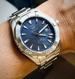 Jam Tangan Pria Tag Heuer Aquaracer Automatic Blue Dial Silver Steel Strap - WAY2112.BA0928