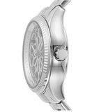 Fossil Rye Automatic Skeleton Silver Dial Silver Steel Strap Watch for Women - BQ3753