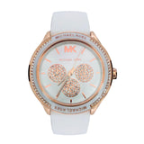 Michael Kors Oversized Sport Quartz White Dial White Rubber Strap Watch For Women - MK6945