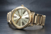 Michael Kors Hartman Quartz Gold Dial Gold Steel Strap Watch For Women - MK3490