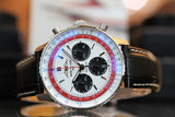 Breitling Navitimer B01 Chronograph 43 Boeing 747 White Dial Black Leather Strap Watch for Men - AB01383B1G1P1