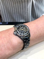 Chanel J12 Diamonds Black Dial Black Steel Strap Watch for Women - J12 H2569