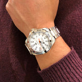 Tag Heuer Aquaracer Calibre 5 Jam Tangan Tali Baja Perak Dial Putih Otomatis untuk Pria - WAY2013.BA0927