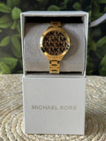 Michael Kors Slim Runway Crystals Gold Dial Gold Steel Strap Watch for Women - MK4659