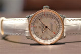 Breitling Navitimer Automatic 35 Mother of Pearl Dial White Leather Strap Watch for Women - U17395211A1P3