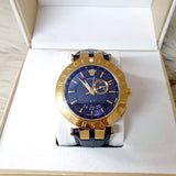 Versace Race GMT Blue Dial Blue Leather Strap Watch For Men - 29G70D282