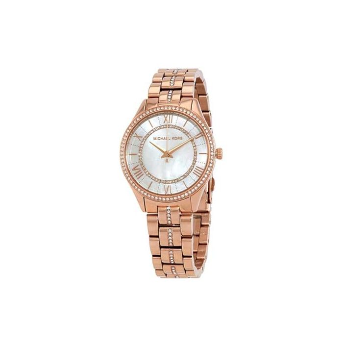 Michael Kors Lauryn Mother of Women for Strap Gold Dial Pearl Watch Steel Rose