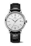 IWC Portofino Automatic White Dial Black Leather Strap Watch for Men - IW356501