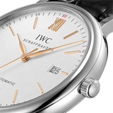 IWC Portofino Automatic White Dial Black Leather Strap Watch for Men - IW356517