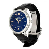 IWC Portofino Automatic Blue Dial Black Leather Strap Watch for Men - IW356523