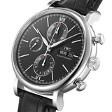 IWC Portofino Chronograph Black Dial Black Leather Strap Watch for Men - IW391029