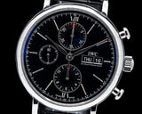 IWC Portofino Chronograph Black Dial Black Leather Strap Watch for Men - IW391008