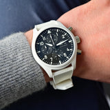 IWC Pilot's Watch Chronograph Top Gun Edition 'Lake Tahoe' Black Dial White Leather Strap Watch for Men - IW389105