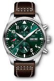 IWC Pilot's Watch Chronograph Edition Racing Green 43mm Green Dial Brown Leather Strap Watch for Men - IW377726