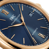 IWC Portofino Automatic Blue Dial Black Leather Strap Watch for Men - IW356522