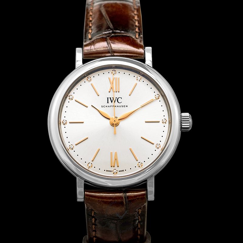 IWC Portofino Automatic Silver Dial Brown Leather Strap Watch for