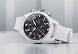 IWC Pilot's Watch Chronograph Top Gun Edition 'Lake Tahoe' Black Dial White Leather Strap Watch for Men - IW389105