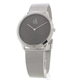 Calvin Klein Minimalist Black Dial Silver Mesh Bracelet Watch for Men - K3M2112X