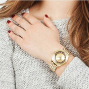 Marc Jacobs Henry Transparent Gold Dial Gold Steel Strap Watch for Women - MBM3338