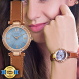 Guess Park Avenue Blue Dial Brown Leather Strap Watch for Women - W0838L2